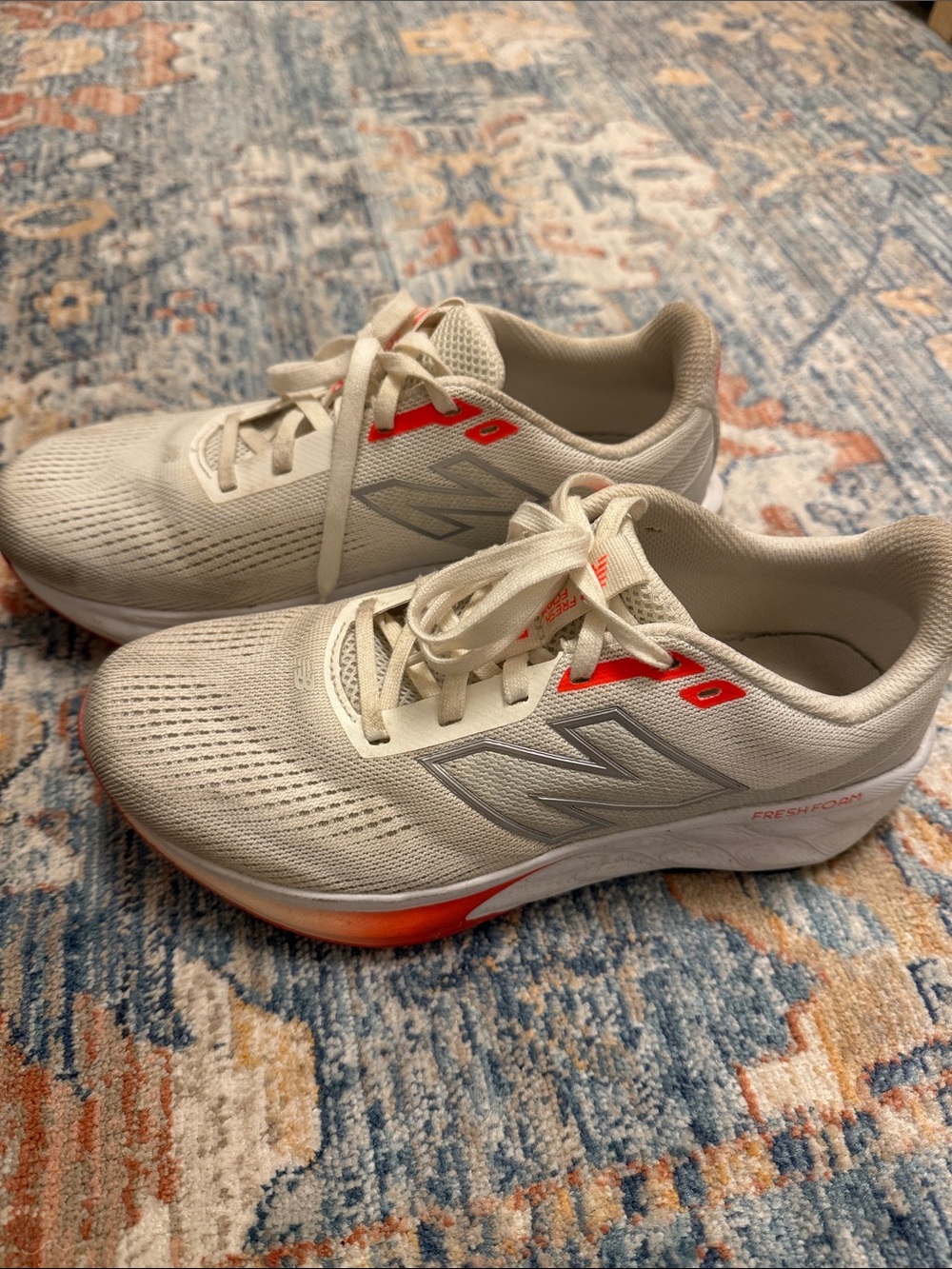 New Balance Women's Light Gray and Orange Athletic Running Shoes